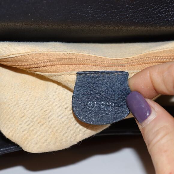 Vintage Gucci Diana Bamboo Handle Tote Bag Navy Suede w/ Custom Handle Shapers - Picture 9 of 11